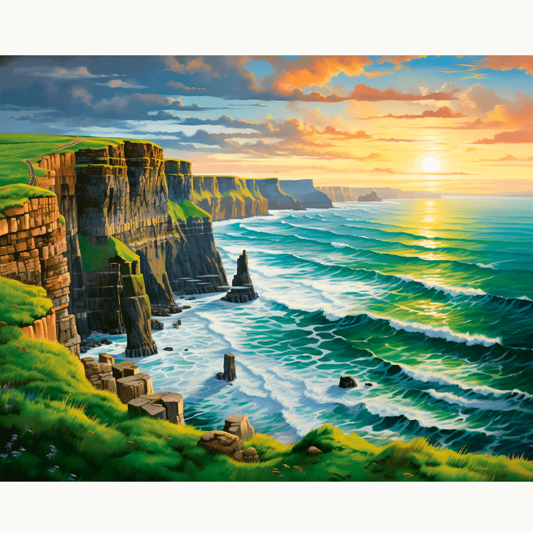 Cliffside Sunset Waves - Image 2